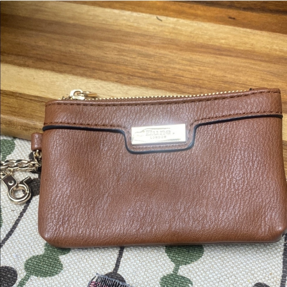Dune London Brown Leather Wristlet